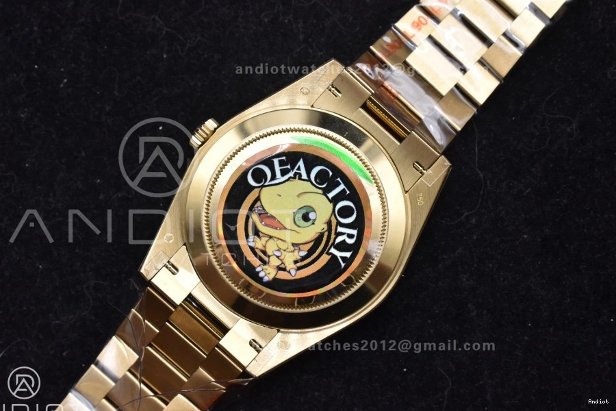 QF Best A2836 Black DayDate Edition 904L 40 V4 Weight) Dial on (Gain Steel Bracelet President Green YG 0301